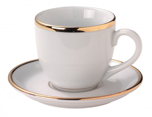 Sous-tasse à expresso rond blanc porcelaine Ø 11 cm Roma Filet Or