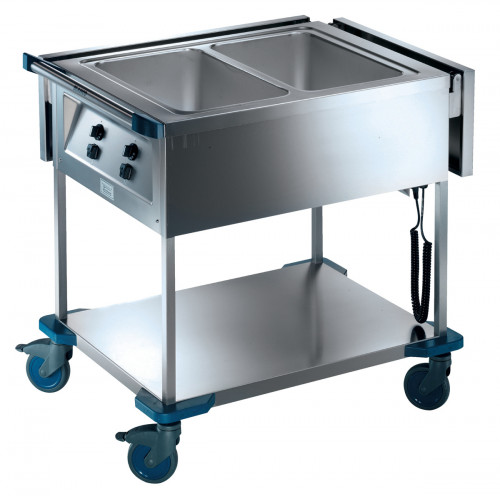 Chariot bain-marie 2 cuves GN 1/1 inox 93,6x71,4x93,3 cm 1,4 kW 230v B.pro