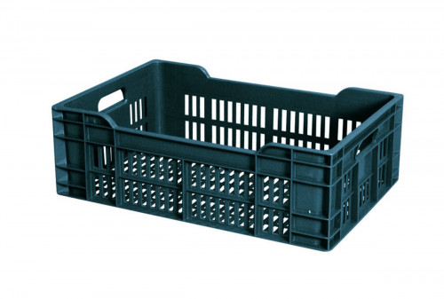 Caisse ajourée Sans couvercle gris plastique 60x40x20 cm 40 L fond ajouré parois ajourées Gilac