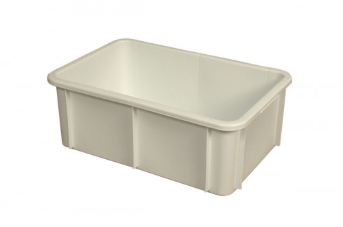 Bac gerbable Sans couvercle blanc plastique 60x40x21,7 cm 35 L fond plein parois pleines Gilac
