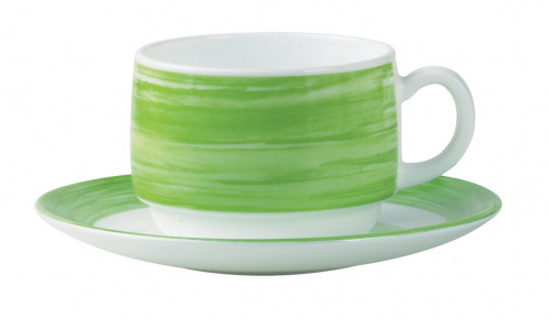 Sous-tasse à thé rond vert verre opal Ø 14 cm Brush Arcoroc