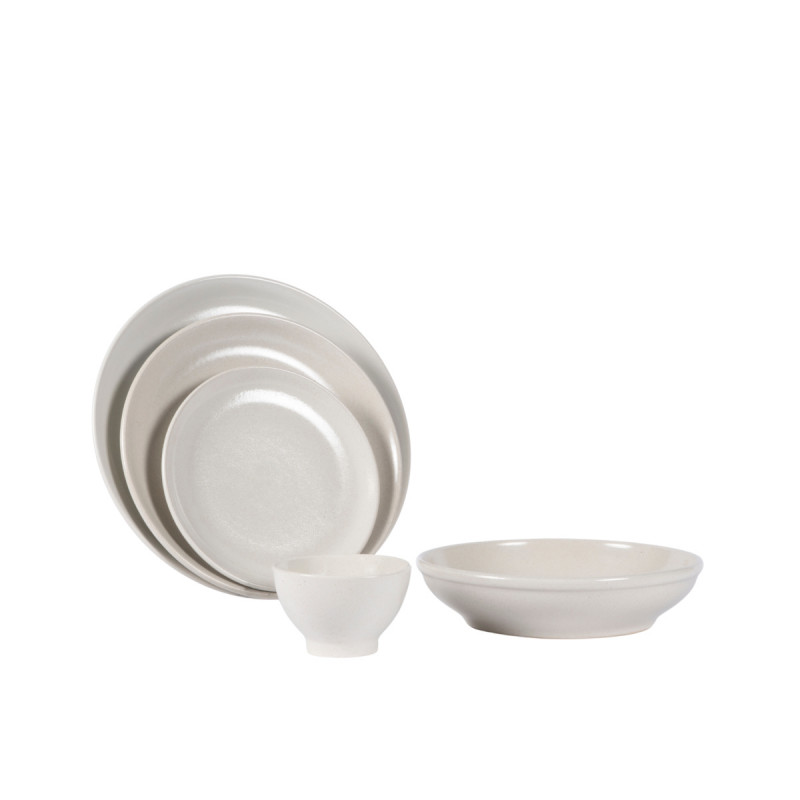 Assiette plate rond écru grès émaillé Ø 19 cm Gres Couleur Pro.mundi