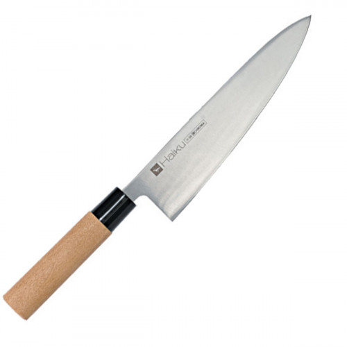 Couteau chef 20 cm acier bois unie Haiku