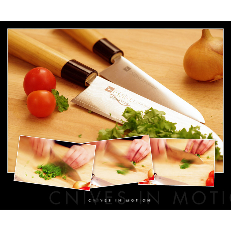 Couteau chef 20 cm acier bois unie Haiku