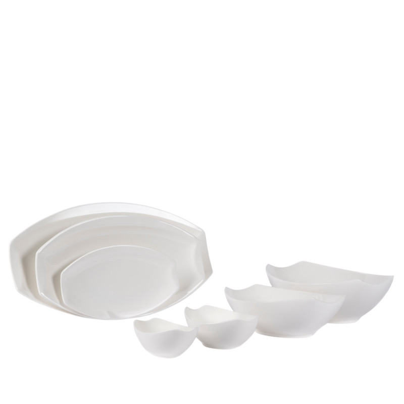 Assiette plate ovale blanc porcelaine 37x21 cm Matcha Pro.mundi