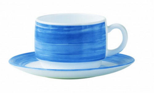 Sous-tasse à thé rond bleu verre opal Ø 14 cm Brush Arcoroc