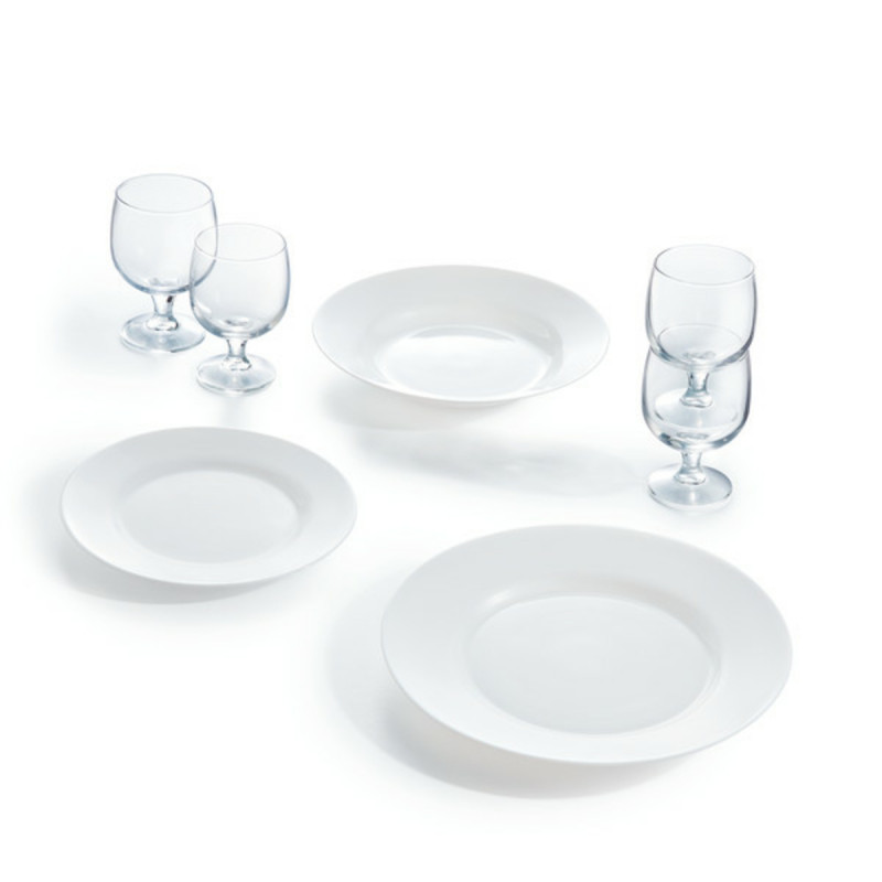Assiette plate rond blanc verre opal Ø 24 cm Everyday Luminarc