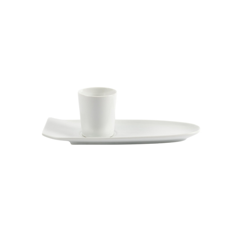 Sous-tasse à café gourmand ovale blanc porcelaine 23 cm Prismo Pro.mundi