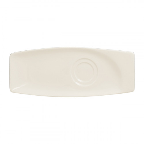 Sous-tasse à café / thé gourmand rectangulaire ivoire porcelaine vitrifiée 26,1 cm Mazza Rak