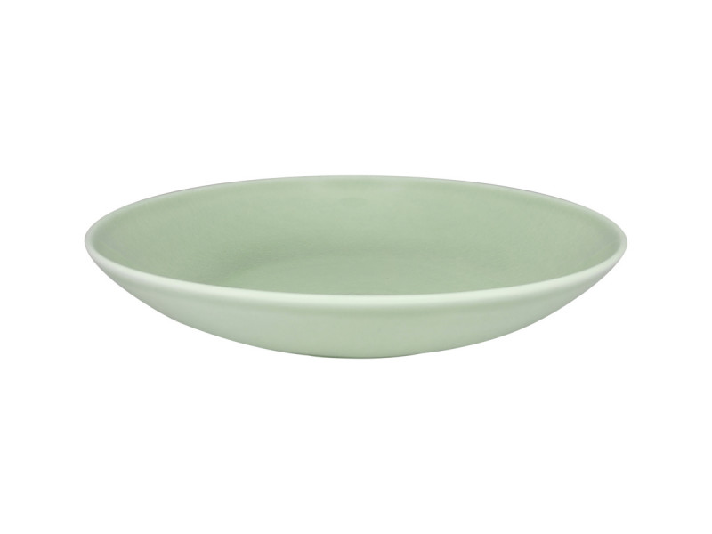Assiette coupe creuse rond vert porcelaine vitrifiée Ø 29,9 cm Vintage Rak