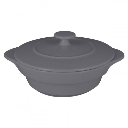 Cocotte avec couvercle rond gris porcelaine vitrifiée Ø 16 cm Chefs Fusion Rak