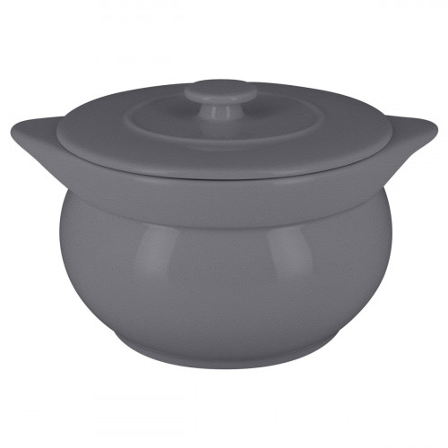 Soupière avec couvercle rond gris porcelaine vitrifiée Ø 15,7 cm Chefs Fusion Rak
