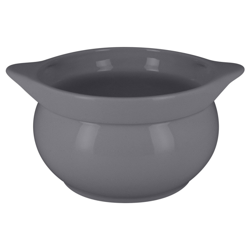 Soupière avec couvercle rond gris porcelaine vitrifiée Ø 15,7 cm Chefs Fusion Rak