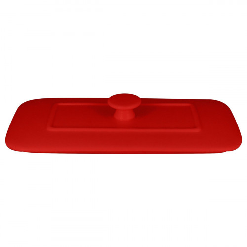 Couvercle pour terrine rectangulaire rouge porcelaine vitrifiée 20x10 cm Chefs Fusion Rak