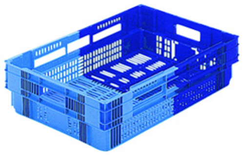 Caisse ajourée Sans couvercle bleu plastique 60x40x14,7 cm 26 L fond ajouré parois ajourées Gilac