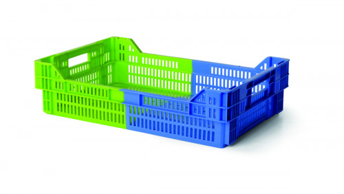 Caisse ajourée Sans couvercle bleu plastique 60x40x15,3 cm 27 L fond ajouré parois ajourées Gilac