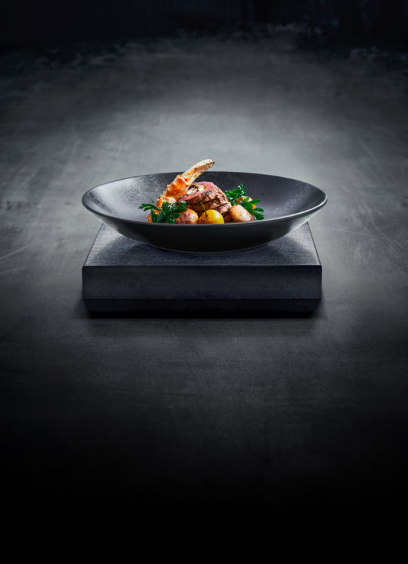 Assiette plate rond noir porcelaine vitrifiée Ø 28,2 cm Karbon Rak