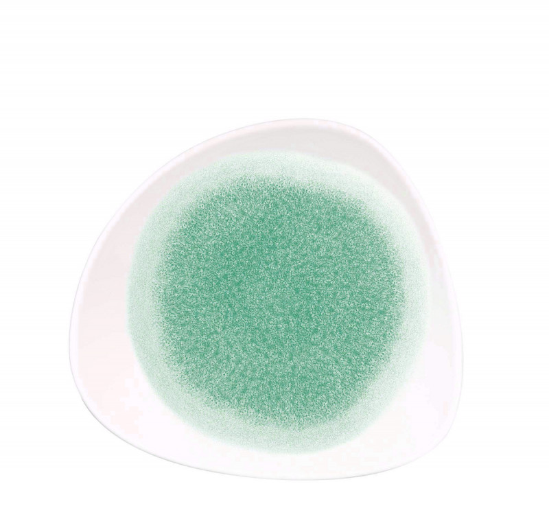 Saladier triangulaire bleu porcelaine vitrifiée 23,5 cm Raku Topaz Churchill