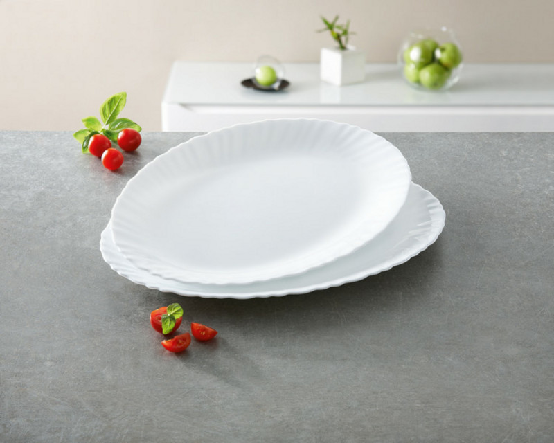 Plat ovale blanc verre opal 33 cm Feston Arcoroc