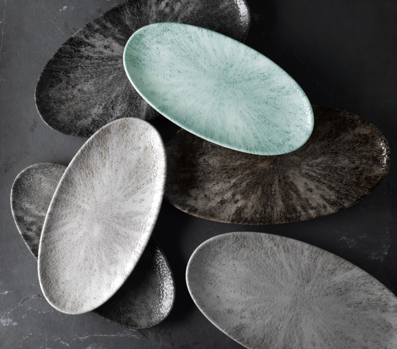 Plat ovale Aquamarine porcelaine vitrifiée 27x22 cm Stone Aquamarine Churchill