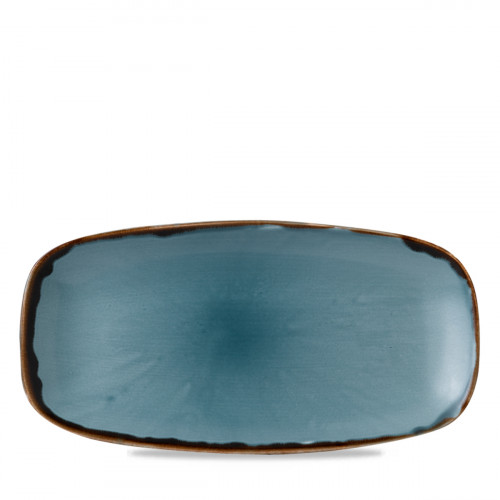 Assiette plate rectangulaire bleu porcelaine vitrifiée 29,8x15,3 cm Harvest Dudson