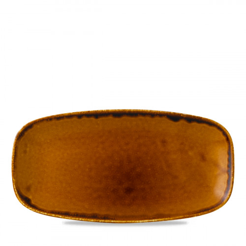 Assiette plate rectangulaire marron porcelaine vitrifiée 29,8x15,3 cm Harvest Dudson
