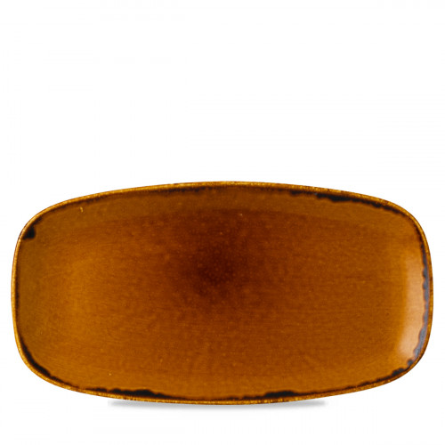 Assiette plate rectangulaire marron porcelaine vitrifiée 35,5x18,9 cm Harvest Dudson