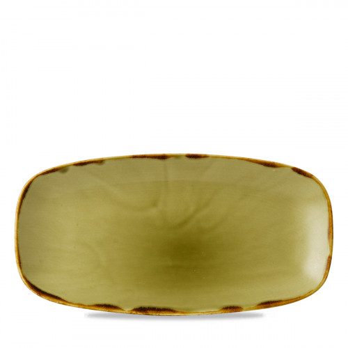 Assiette plate rectangulaire vert porcelaine vitrifiée 35,5x18,9 cm Harvest Dudson