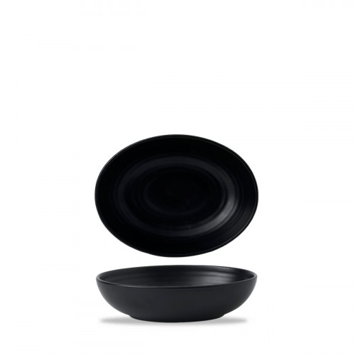 Assiette creuse ovale noir porcelaine 21,6x16,4 cm Evo Dudson