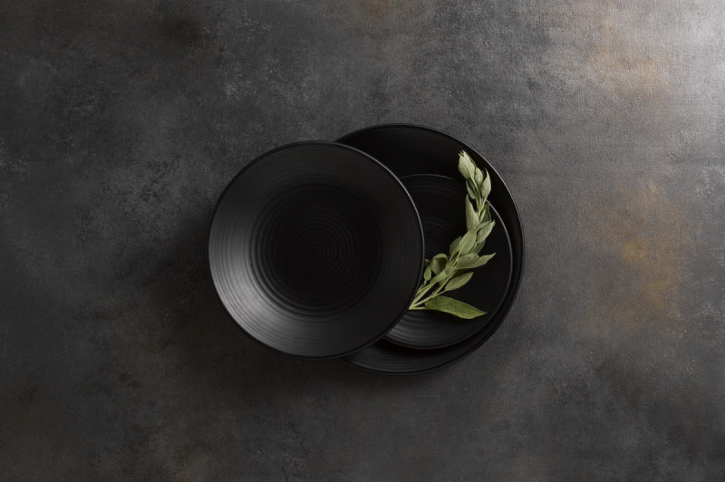 Assiette plate rond noir porcelaine Ø 25,2 cm Evo Dudson