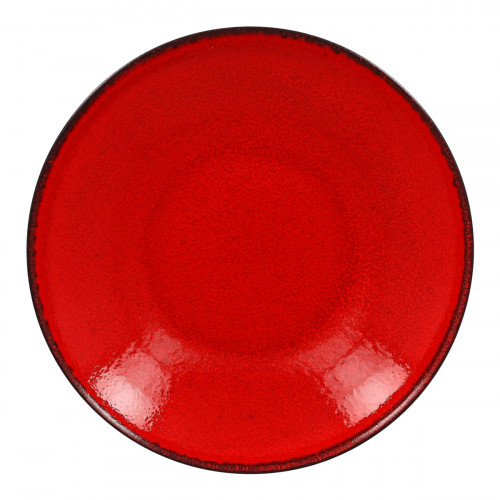 Assiette coupe creuse rond rouge porcelaine vitrifiée Ø 22,2 cm Fire Rak