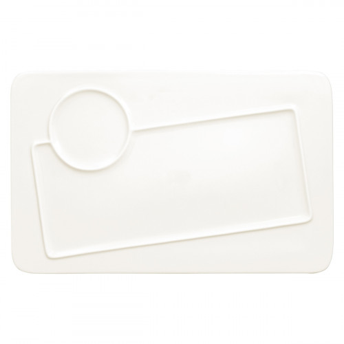 Assiette plate rectangulaire blanc porcelaine vitrifiée 35,3x22,1 cm Create Rak
