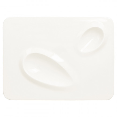 Assiette plate rectangulaire blanc porcelaine vitrifiée 32,1x24 cm Create Rak
