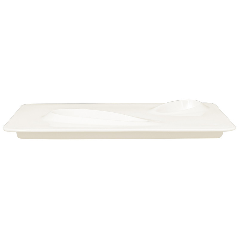 Assiette plate rectangulaire blanc porcelaine vitrifiée 32,1x24 cm Create Rak