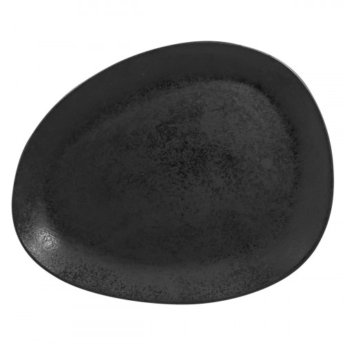 Assiette plate noir porcelaine vitrifiée 26,8x21,5 cm Shaped Rak