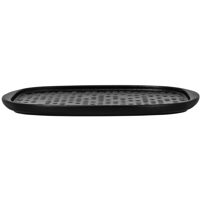 Assiette plate rectangulaire noir porcelaine vitrifiée 27x20 cm Staged Rak