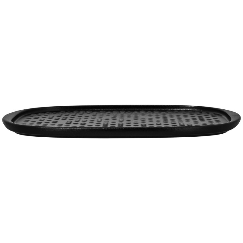 Assiette plate rectangulaire noir porcelaine vitrifiée 33,1x22,2 cm Staged Rak