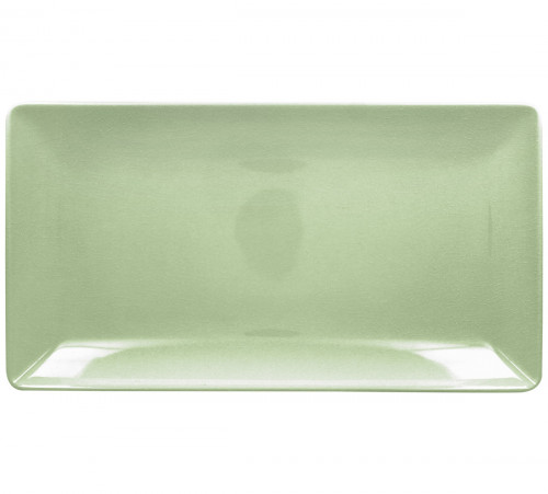 Assiette coupe plate rectangulaire vert porcelaine vitrifiée 33,8x18,3 cm Vintage Rak