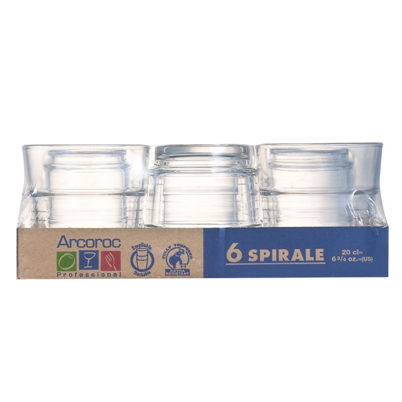 Gobelet forme basse verre trempé 20 cl Spirale Arcoroc