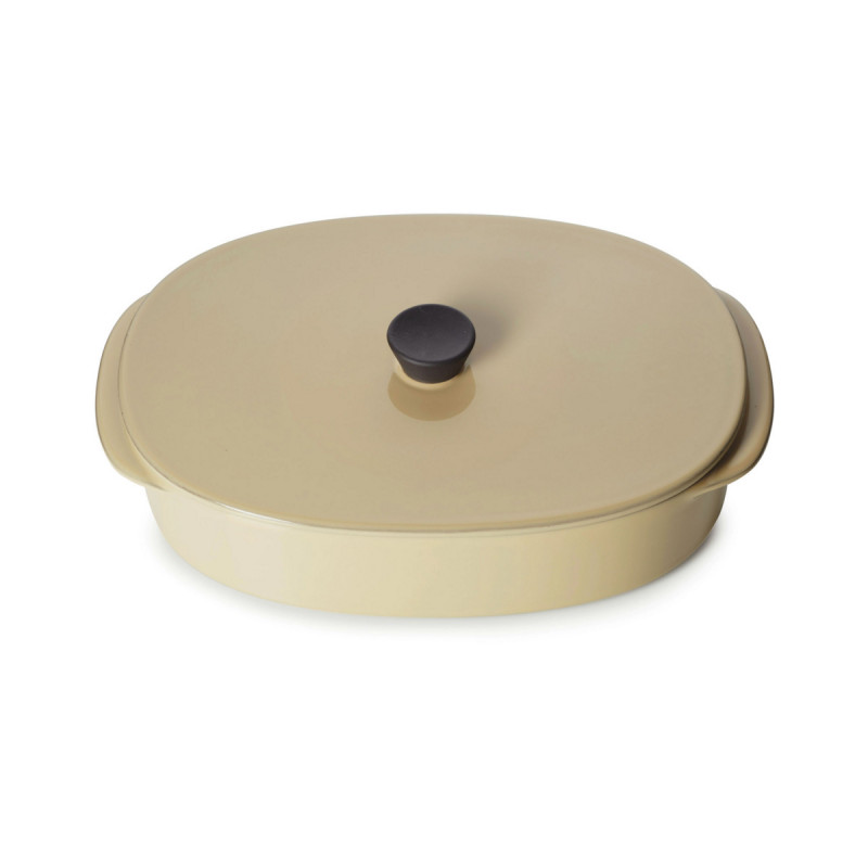 Plat avec couvercle ovale beige porcelaine culinaire 26x18,5 cm CaractÈre Revol