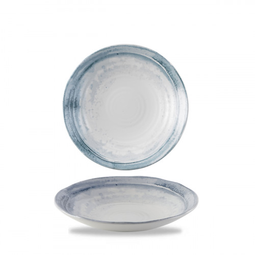 Assiette creuse organique bleu porcelaine vitrifiée Ø 25 cm Finca Limestone Dudson