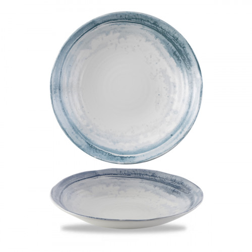 Assiette creuse organique bleu porcelaine vitrifiée Ø 28 cm Finca Limestone Dudson