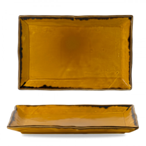Assiette coupe plate rectangulaire Mustard porcelaine vitrifiée 28,7x19 cm Harvest Dudson