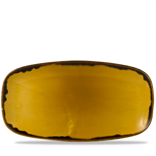 Assiette coupe plate rectangulaire Mustard porcelaine vitrifiée 35,5x18,9 cm Harvest Dudson