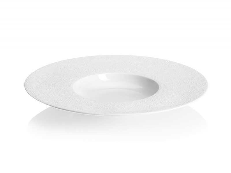 Assiette plate rond blanc porcelaine de limoges Ø 30 cm Collection L Couture Degrenne