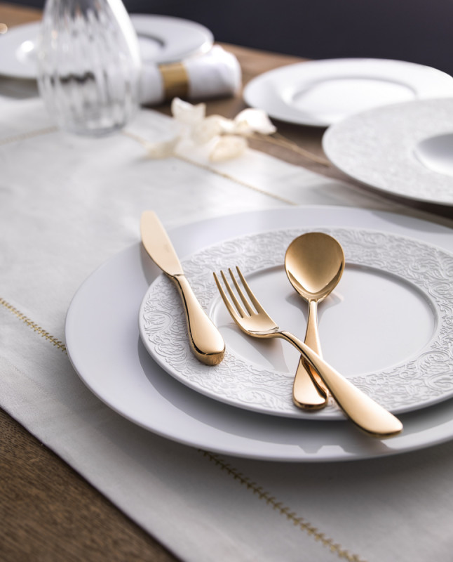 Assiette gourmet rond blanc porcelaine de limoges Ø 28 cm Collection L Couture Degrenne
