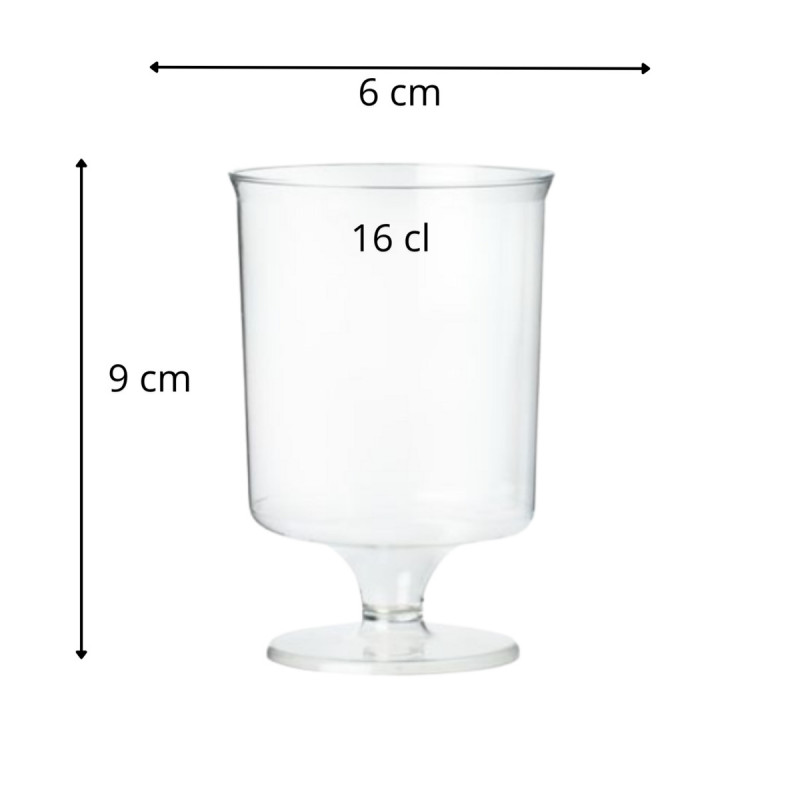 Verre à pied transparent plastique Ø 6 cm 16 cl (10 pièces)