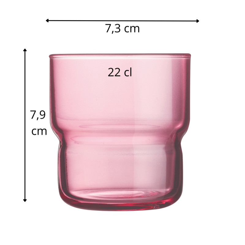 Gobelet forme basse rose verre trempé 22 cl Log Brush Arcoroc