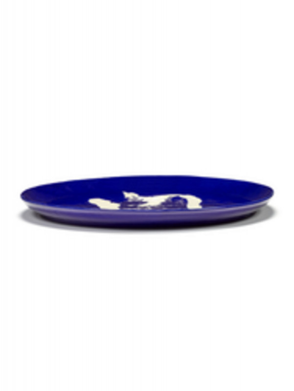 Plat rond bleu poivron blanc grès émaillé Ø 44,5 cm Feast By Ottolenghi Serax