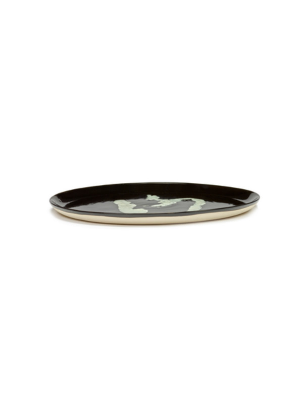 Assiette plate rond noir poivron blanc grès émaillé Ø 35 cm Feast By Ottolenghi Serax